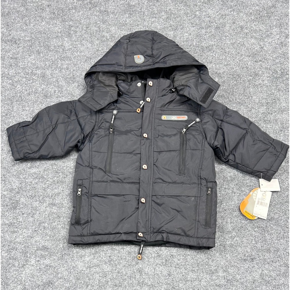 Akademiks Kids Vintage Black Puffer Hooded Jacket Down Filled Boys Girls‎ Size 4